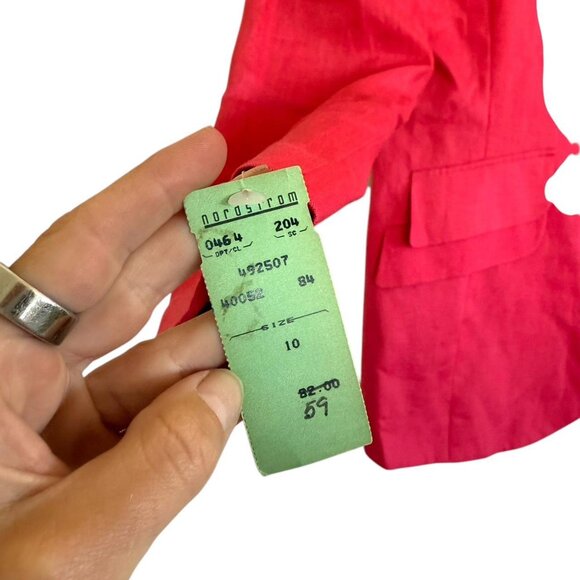 COLLECTION POINT OF VIEW PINK LINEN BLAZER VINTAGE SIZE 10 - Picture 5 of 5